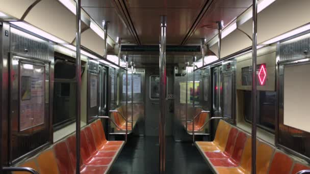 Un tren subterráneo en una estación de tren - Metraje, vídeo