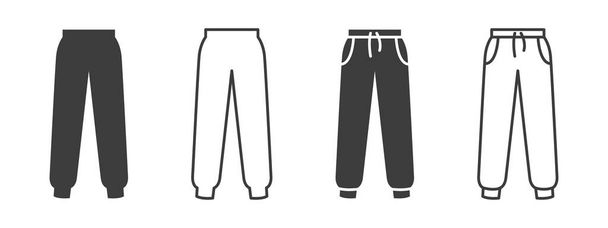 Icone dei pantaloni. Pantaloni sportivi o pantaloni segni. Simbolo dell'abbigliamento. Illustrazione vettoriale - Vettoriali, immagini