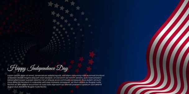 サークルスターの背景を持つ米国のための幸せな独立記念日。アメリカの国旗の背景デザイン。アメリカ独立記念日のデザインのための良いテンプレート. - ベクター画像