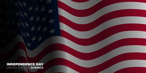 Glücklicher Unabhängigkeitstag für die Vereinigten Staaten von Amerika mit schwenkender amerikanischer Flagge. Hintergrunddesign der amerikanischen Flagge. Gute Vorlage für das US-Design zum Unabhängigkeitstag. - Vektor, Bild