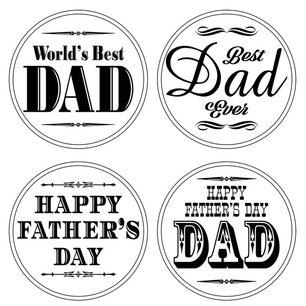 boldog apák napját trófea grafika fekete-fehér - Vektor, kép