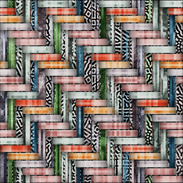 シームレスな織りストリップカラフルなリボンパターン｜print - 写真・画像