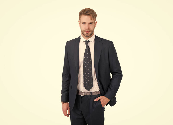 successful manager in formalwear. professional businessman in business style. motivation and success. handsome man lawyer in tie. groomed employer. confident entrepreneur in suit - Foto, imagen