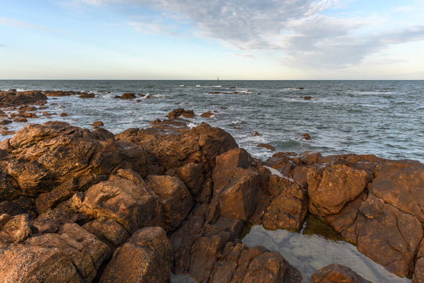The Atlantic Ocean seen from the rocky coast of Les Sables d'Olonne. France. - Photo, Image