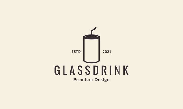 Hipster Linien Trinkwasser Glas Logo Symbol Vektor Symbol Illustration Grafik Design - Vektor, Bild
