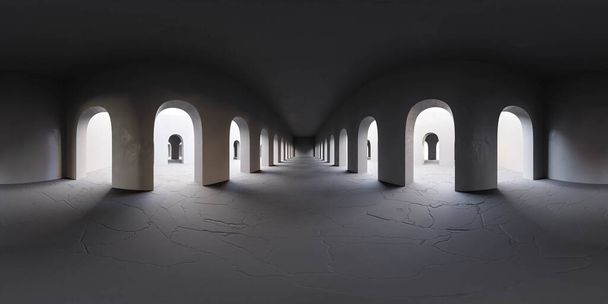 vacío en blanco oscuro salón estudio 360 grados panorama 3d render ilustración hdri hdr vr estilo - Foto, imagen