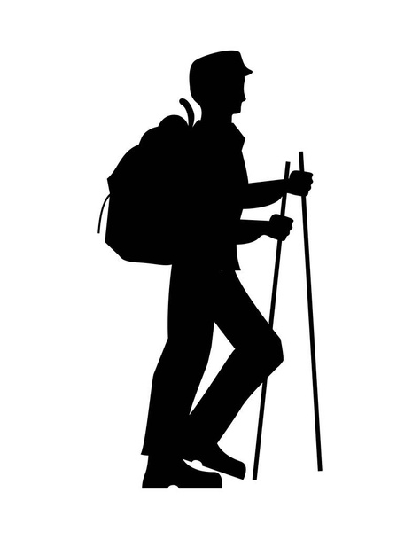 Силуэт прогулки авантюриста - Вектор,изображение