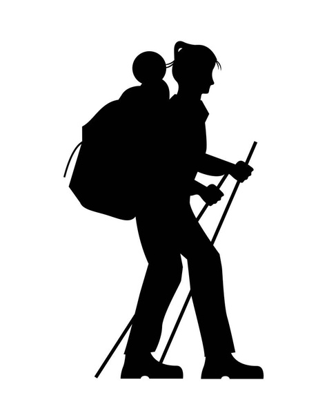 adventurer walker silhouette - Вектор,изображение