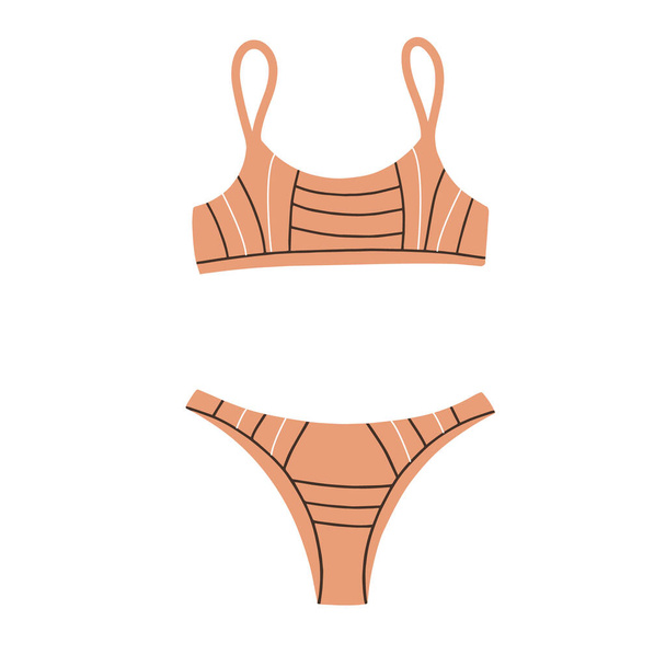 Sports swimsuit-two-piece. Vector Flat Cartoon Illustration. Bathing clothes for swimming in the pool, in the sea - Vecteur, image