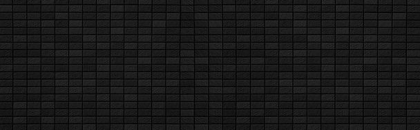 Panorama moderní černé cihlové stěny textury pro pozadí - Fotografie, Obrázek