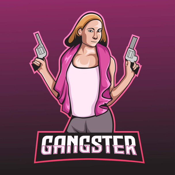 Mädchen Gangster esport logo maskottchen design - Vektor, Bild