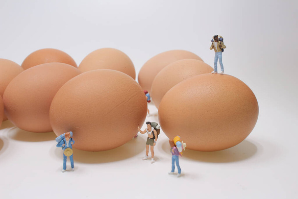 the mini figure travel on the eggs - Photo, Image