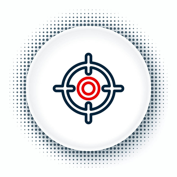 Línea Objetivo icono deportivo aislado sobre fondo blanco. Objetivo limpio con números para el campo de tiro o tiro. Concepto de esquema colorido. Vector - Vector, Imagen