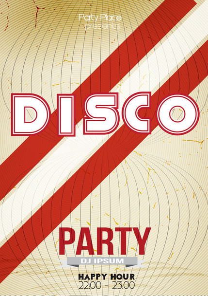 Minimal Retro Disco Party Flyer Template - Vector Illustration - Διάνυσμα, εικόνα