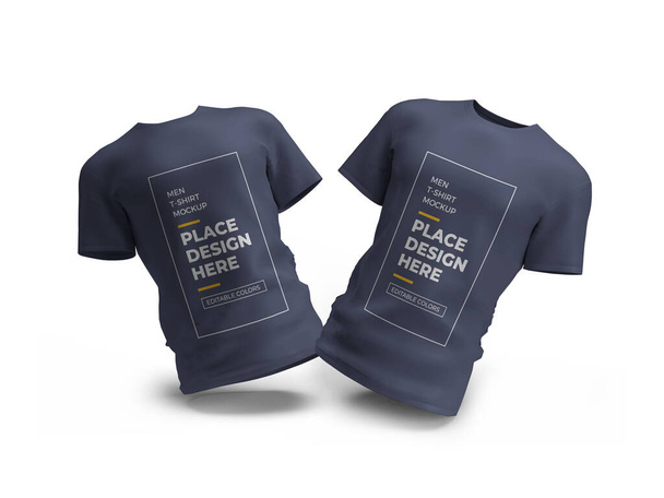 Männer T-Shirt Kleidung 3D Illustration Mockup-Szene auf isoliertem Hintergrund - Foto, Bild