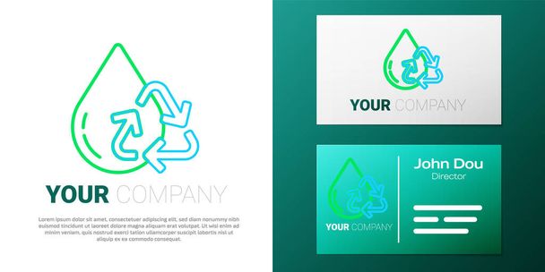 Line Recycle clean aqua icon isoliert auf weißem Hintergrund. Wassertropfen mit Zeichenrecycling. Buntes Rahmenkonzept. Vektor - Vektor, Bild