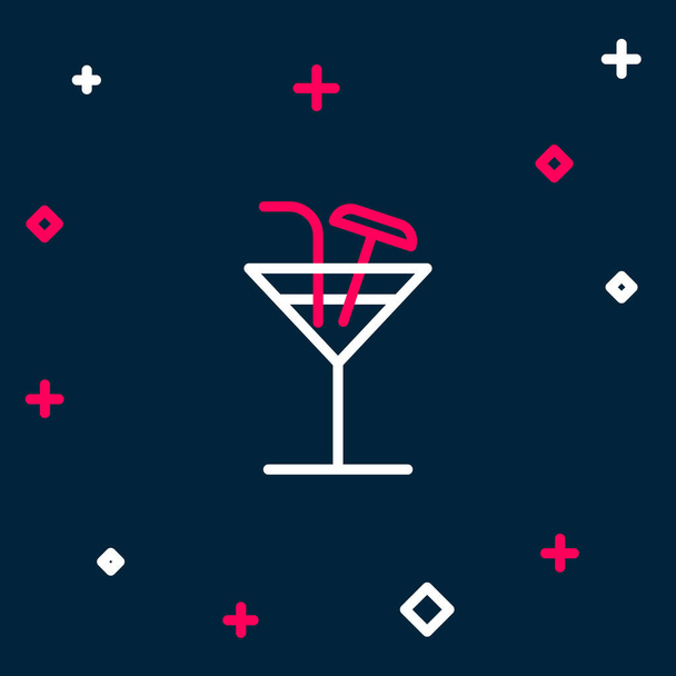 Line Cocktail Symbol isoliert auf blauem Hintergrund. Buntes Rahmenkonzept. Vektor - Vektor, Bild
