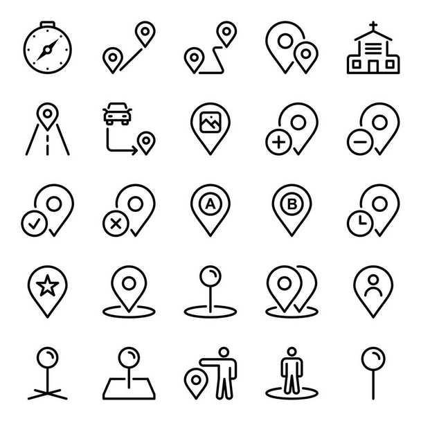 Outline icons for map and location. - Vector, Image