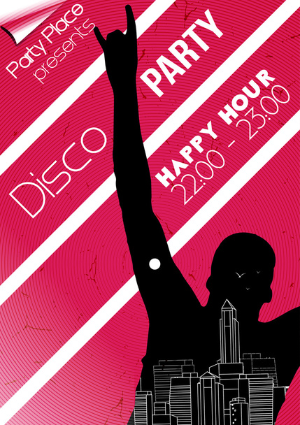 minimale Retro-Disco-Party-Flyer-Vorlage - Vektorillustration - Vektor, Bild