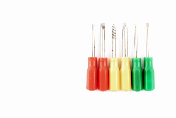 colorful screwdriver on white background - Photo, Image
