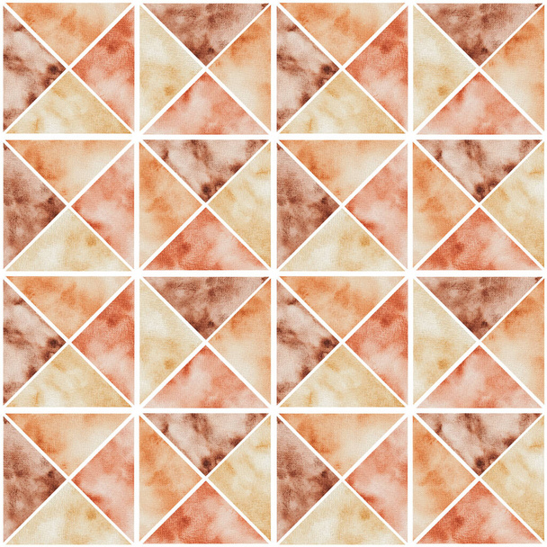 Aquarel moderne textuur geometrisch naadloos patroon in warme kleur. Handgetekende illustratie voor inpakpapier, stof, behang en andere. - Foto, afbeelding