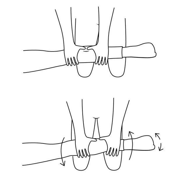 Masaje. Línea de terapia Yumeiho. Instrucciones para realizar técnicas de masaje - Vector, imagen