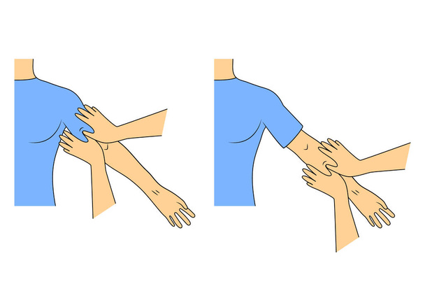 Massaggio. Terapia Yumeiho. Istruzioni per eseguire tecniche di massaggio - Vettoriali, immagini