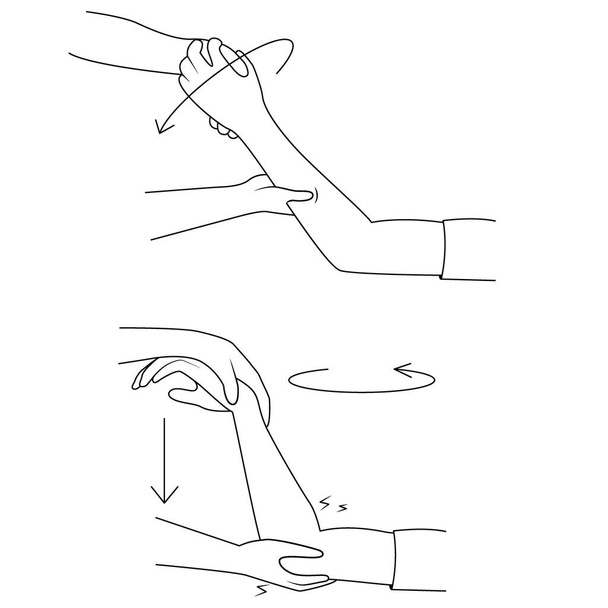 Massage. Ligne de thérapie Yumeiho. Instructions pour effectuer des techniques de massage - Vecteur, image
