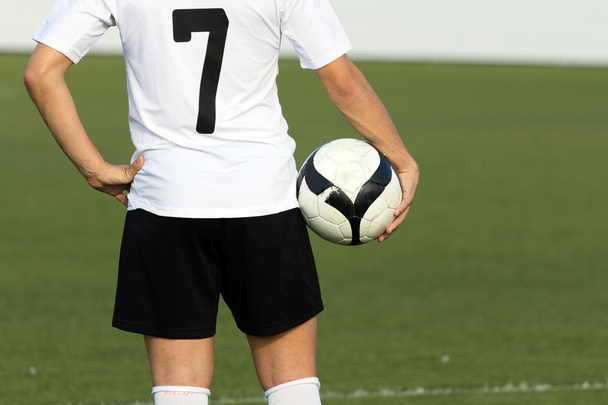 Soccer player with ball, outdoors  - Zdjęcie, obraz