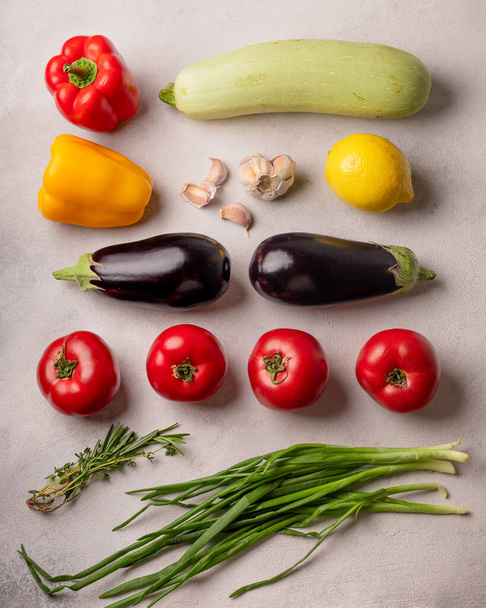 Fresh vegetables as ingredients for ratatouille - Фото, изображение