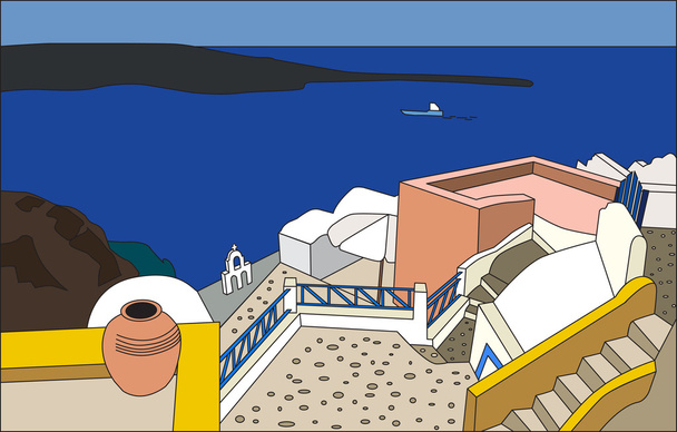 La arquitectura tradicional de Santorini, Oia, vector
. - Vector, imagen