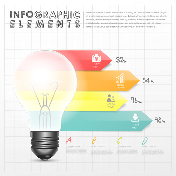 light bulb abstract bar chart infographic elements - Vetor, Imagem