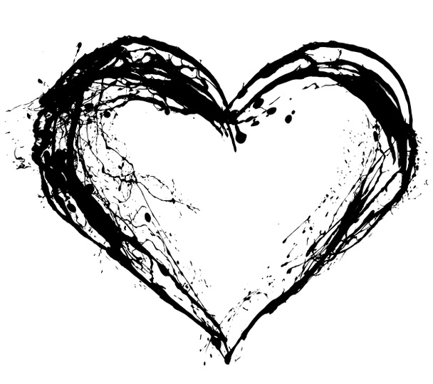 Astratto San Valentino cuore nero su sfondo bianco
 - Foto, immagini