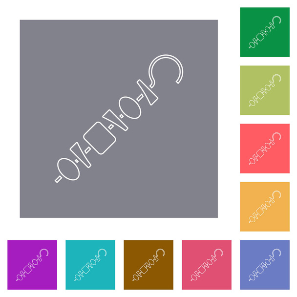 Шашлик на шампурі наклеїти плоскі значки на простий колір квадратного фону
 - Вектор, зображення