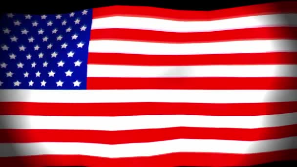 Nahaufnahme der schwenkenden amerikanischen Flagge. 3D-Renderer. Helle, glänzende USA-Flagge. Hintergrundanimation - Filmmaterial, Video