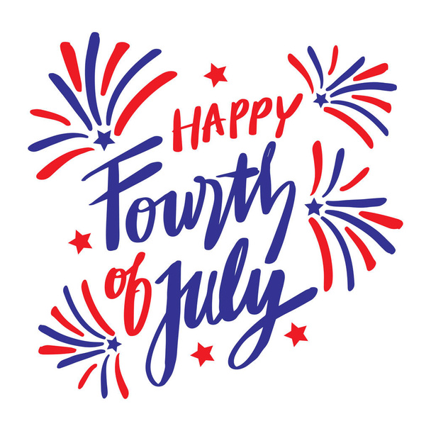 Happy Fourth of July background with fireworks. American Independence Day - Vector, Image