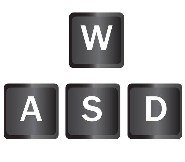 Botones de juego de teclado WASD. Señal de teclado del ordenador WASD. juego y el símbolo del ciberdeporte. estilo plano. - Vector, imagen