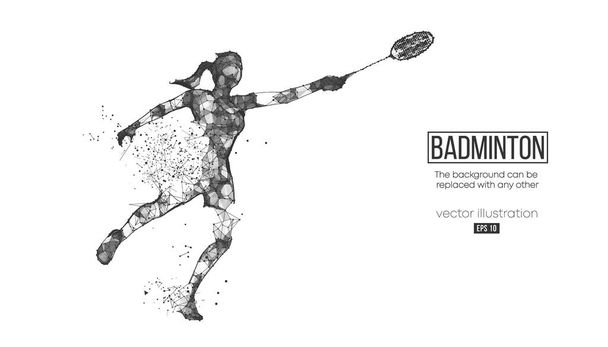 Abstract silhouette of a wireframe badminton player from particles on the background. Convenient organization of eps file. Vector illustartion. - Vector, Image