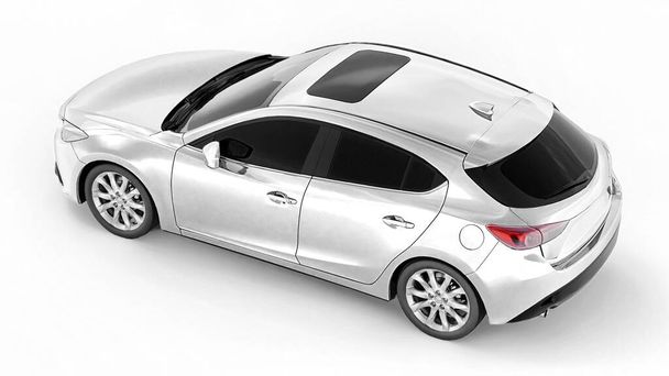 Weißes Stadtauto mit leerer Oberfläche für Ihr kreatives Design. 3D-Rendering - Foto, Bild