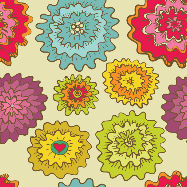 Seamless round flowes pattern - Vector, Image