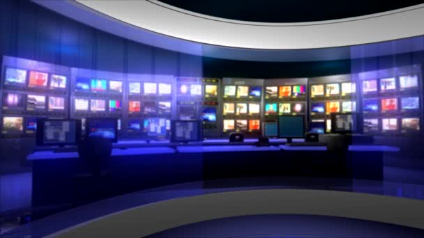 News Studio with a large monitor wall - Footage, Video