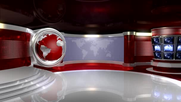 virtuele nieuws studio met globe - Video