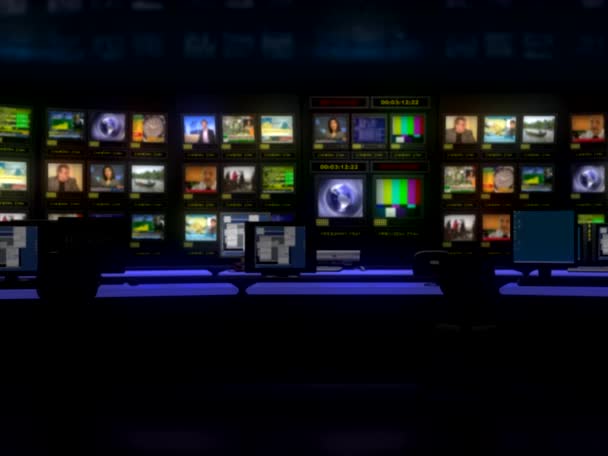 Virtual TV studio with monitor wall - Footage, Video