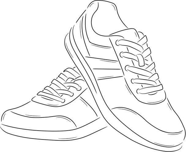 Tekening van twee damessportschoenen, die op elkaar zijn gebouwd - Vector, afbeelding