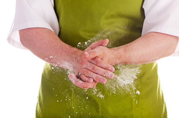 Chefs  hands with flour - 写真・画像