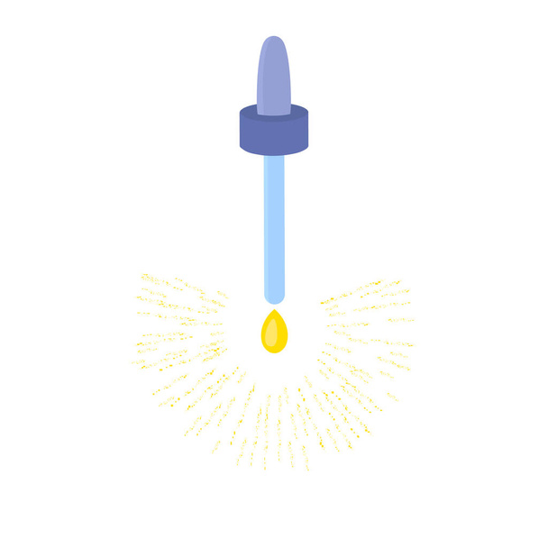 Essentiol oil dripping from pipette dropper illustration - Vector, afbeelding