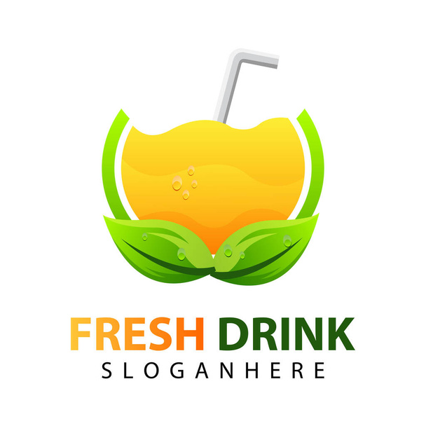 mango juice logo design vector template - Vektör, Görsel