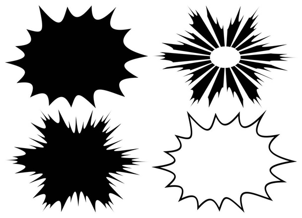 Simples elementos de fundo estilo quadrinhos preto conjunto isolado no branco. Coleção de vetor ilustrado padrão de design de fundo abstrato. - Vetor, Imagem