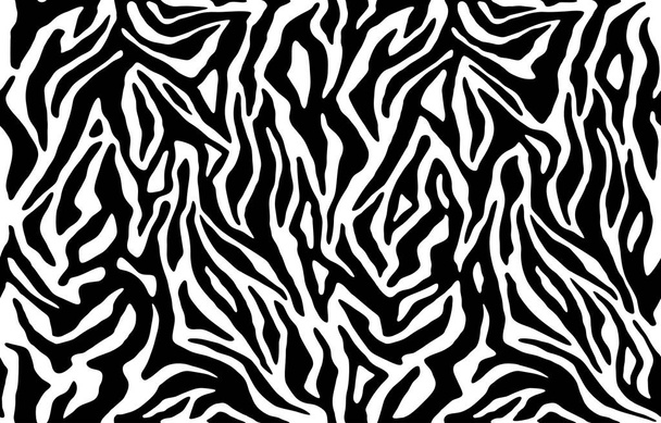 Zebra w paski, linie kształtują teksturę. Zwierzęce tło skóry, bezszwowy wzór. Streszczenie zakrzywione linie ozdoba. Tapeta do tkanin, tkanin, projektowanie mody. - Wektor, obraz