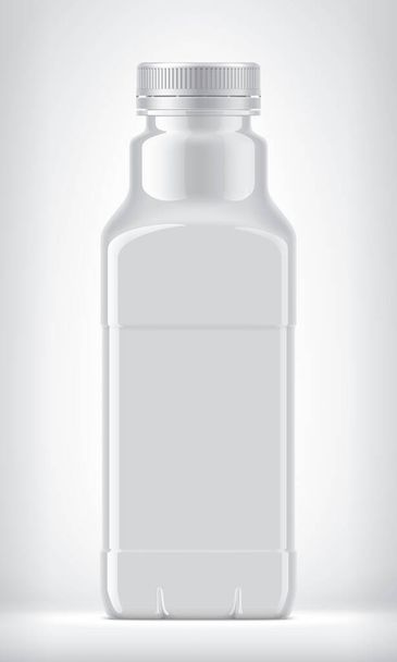 Niet-transparante plastic fles op achtergrond. - Foto, afbeelding